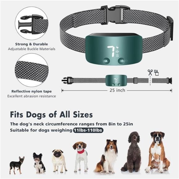 Bark Collar for Dogs,Rechargeable Anti Barking Training Collar with 7 Vibration - Picture 4 of 6